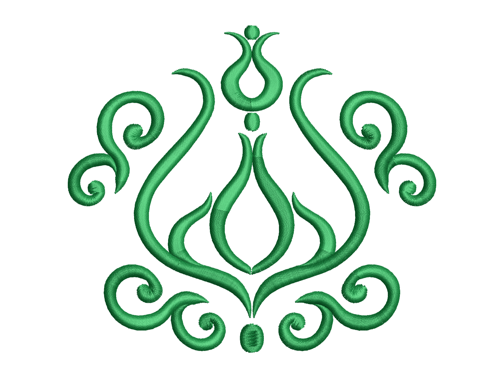 Emerald Damask Scroll Flourish