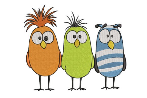 Funny Cute Birds Embroidery Design