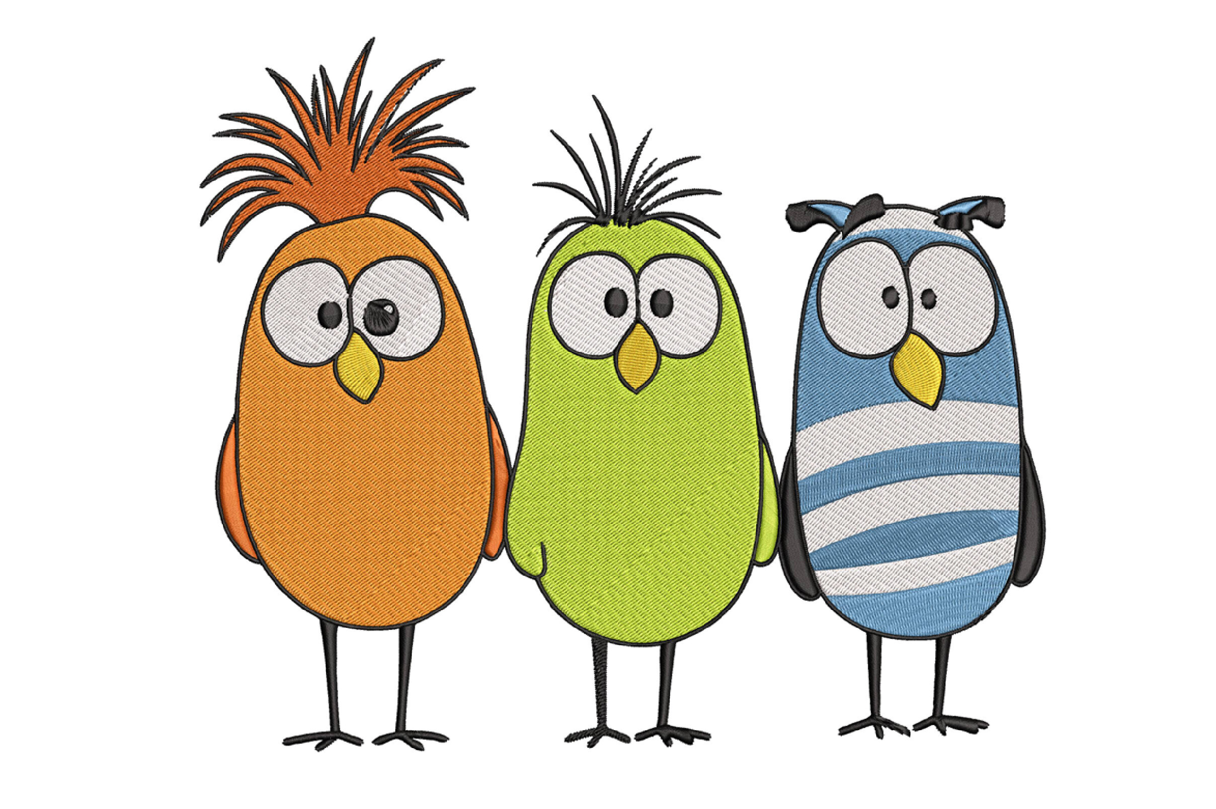 Funny Cute Birds Embroidery Design