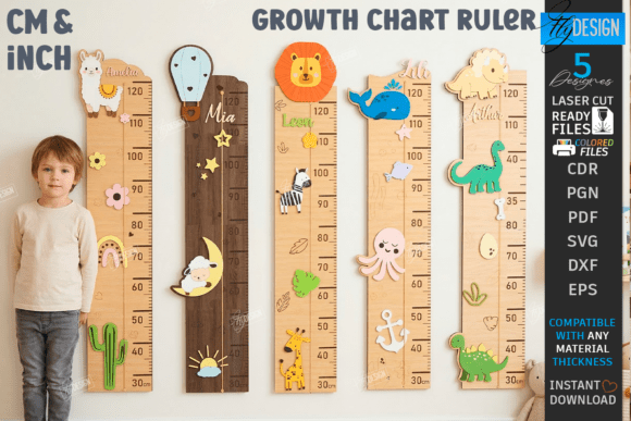 Kids Growth Chart Ruler Laser Cut Bundle Laser
