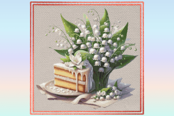 Lily of the Valley Cake Cross Stitch Pat