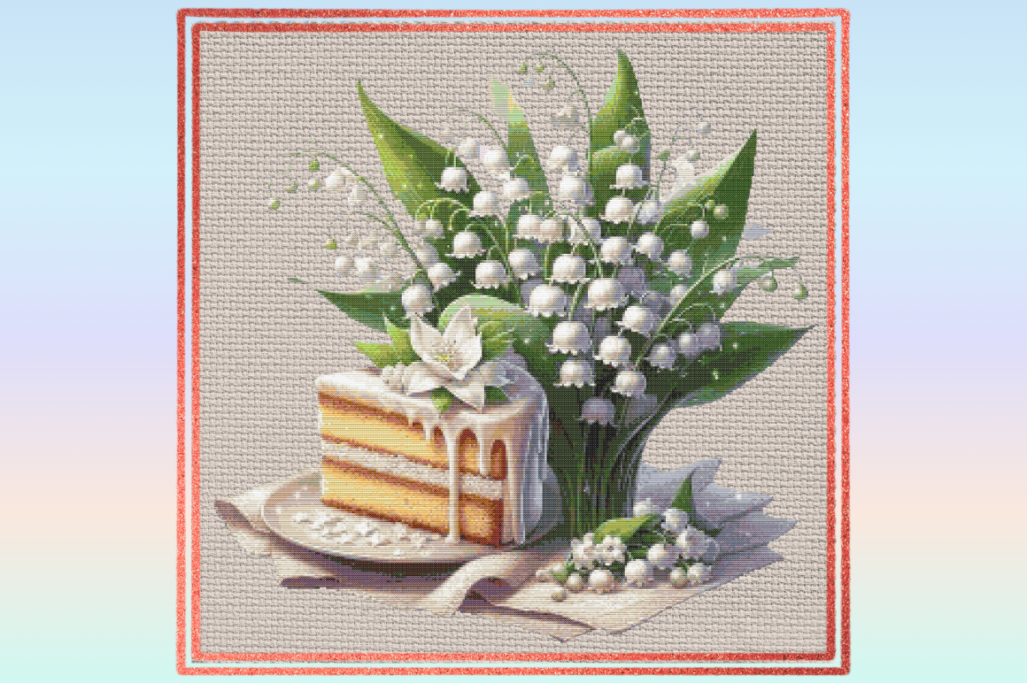 Lily of the Valley Cake Cross Stitch Pat