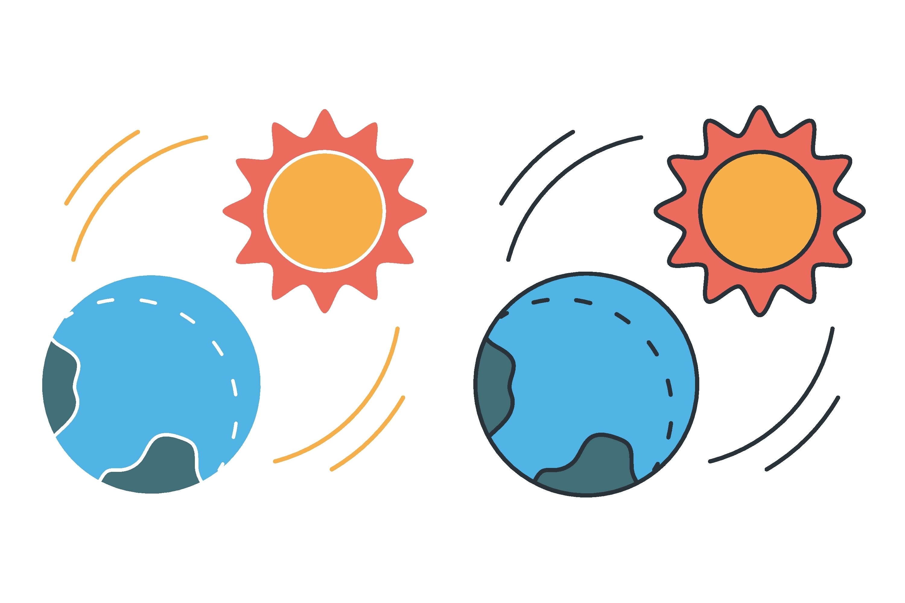 Linear Icon. Sun Warms the Earth South P