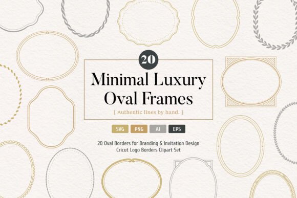 Minimal Luxury Oval Frames SVG Clipart
