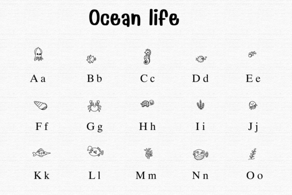 Ocean Life Font PNG with transparent background - Preview 1