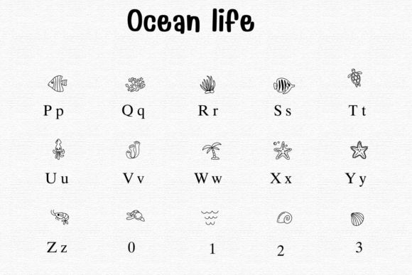 Ocean Life Font PNG with transparent background - Preview 2