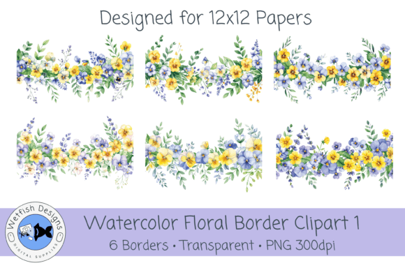 PNG Watercolor Floral Border Clipart 1