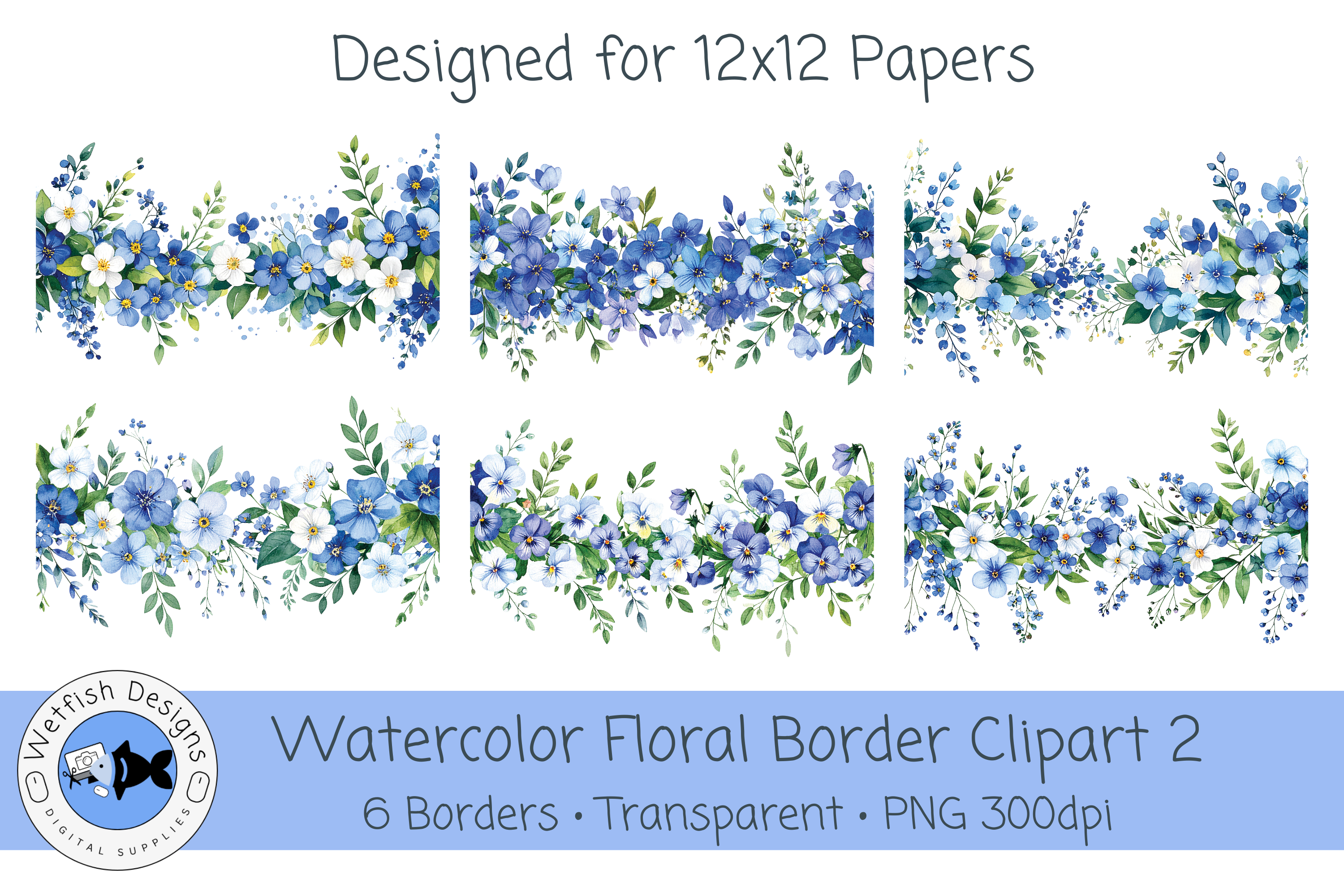 PNG Watercolor Floral Border Clipart 2