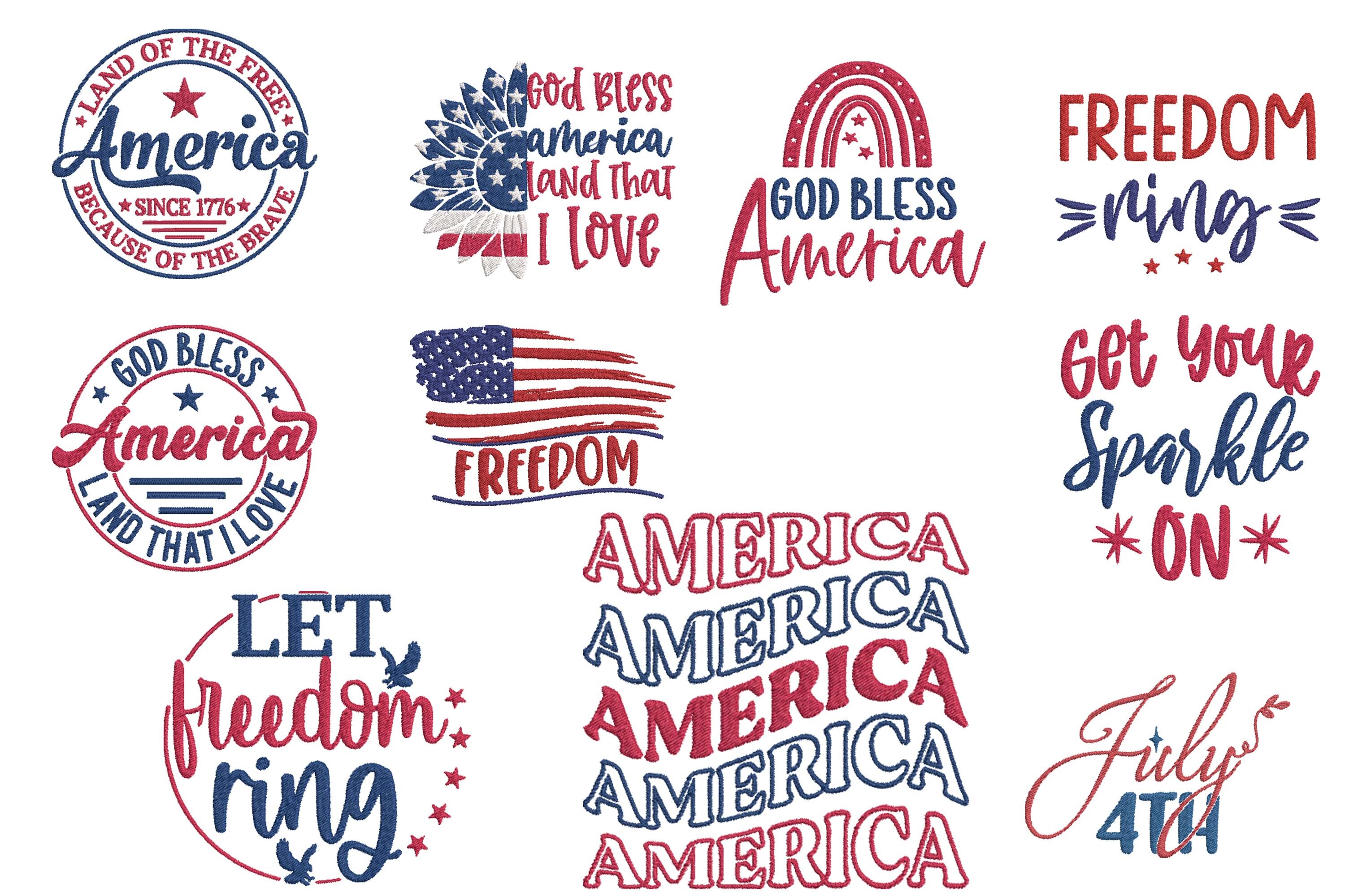 Patriotic America Embroidery Bundle Set