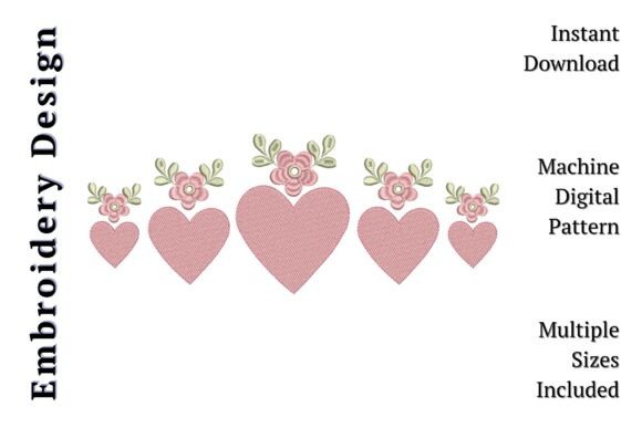 Pink Floral Hearts Border