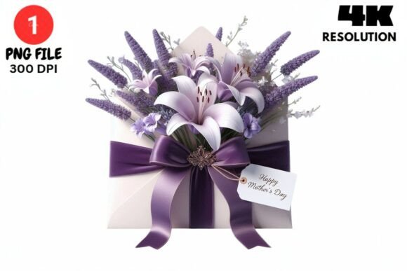 Purple Lily Lavender Envelope Clipart