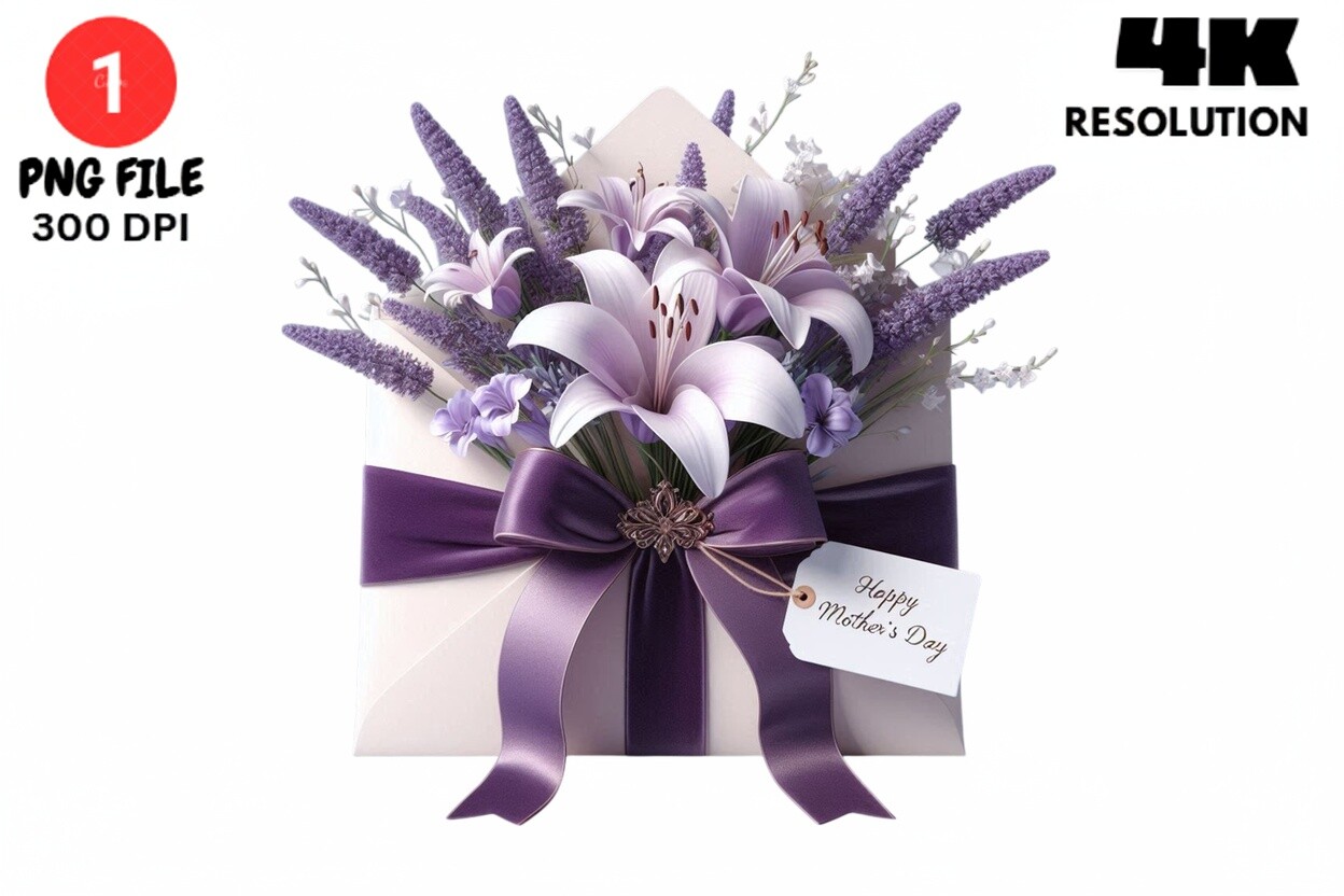 Purple Lily Lavender Envelope Clipart