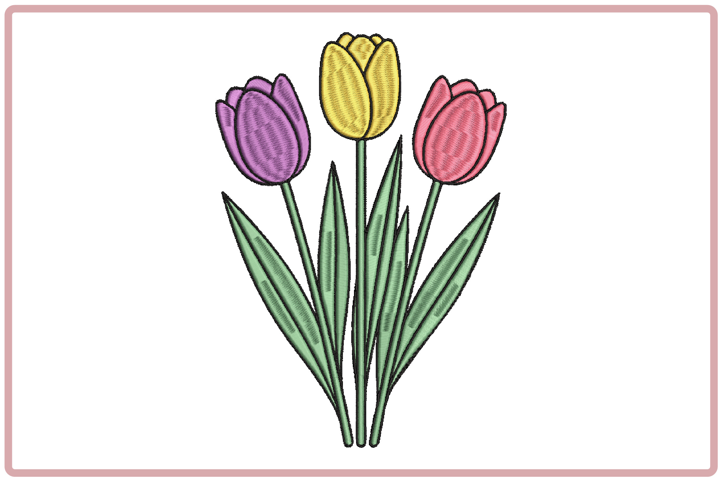 Spring Tulip Flowers Embroidery Design