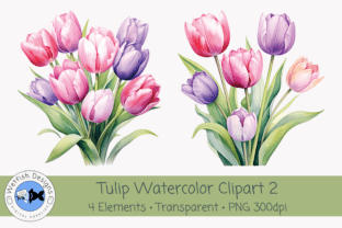 Spring Tulips PNG Watercolor Clipart 2 Graphic by Wetfish Designs ...