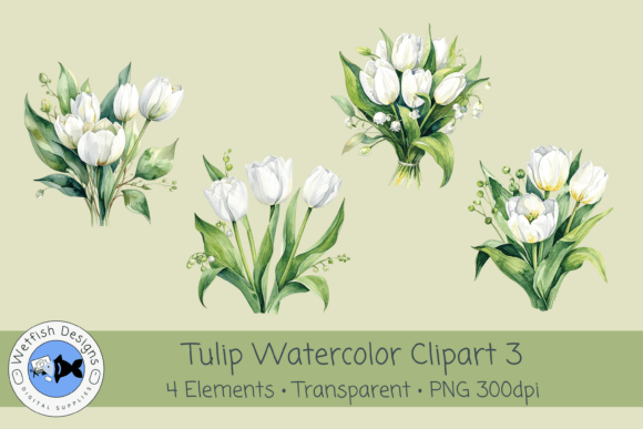 Spring Tulips PNG Watercolor Clipart 3