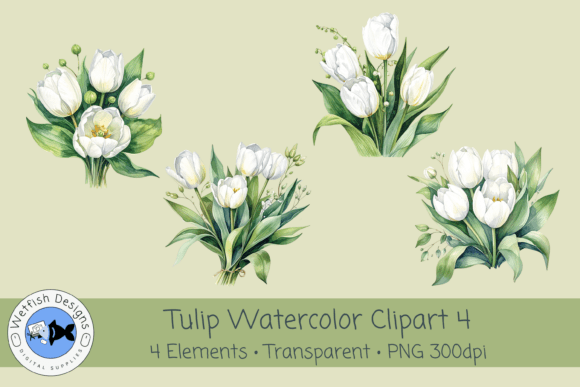 Spring Tulips PNG Watercolor Clipart 4