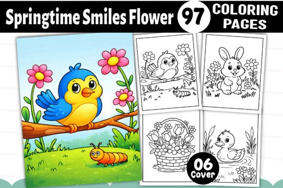 Springtime Smiles Flower Coloring Book