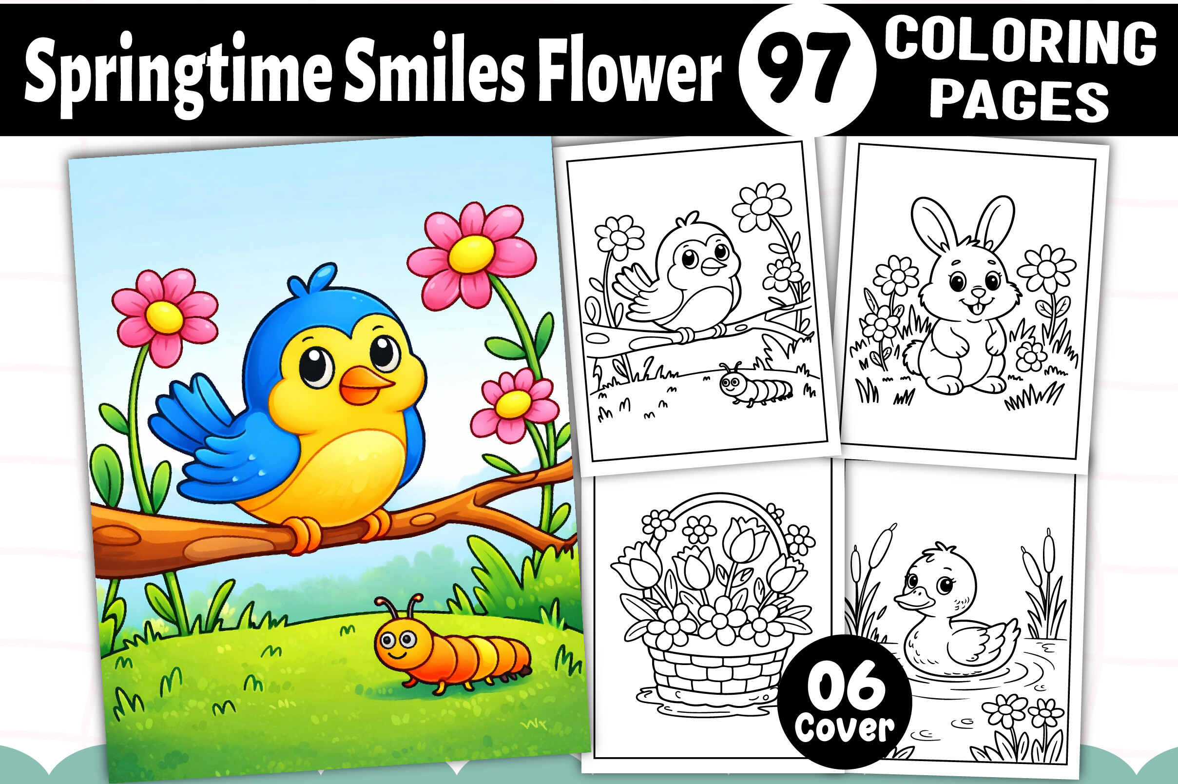 Springtime Smiles Flower Coloring Book
