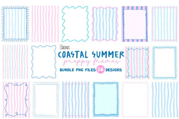 Summer Preppy Hand Drawn Frames Bundle Graphic Illustrations By DSIGNS