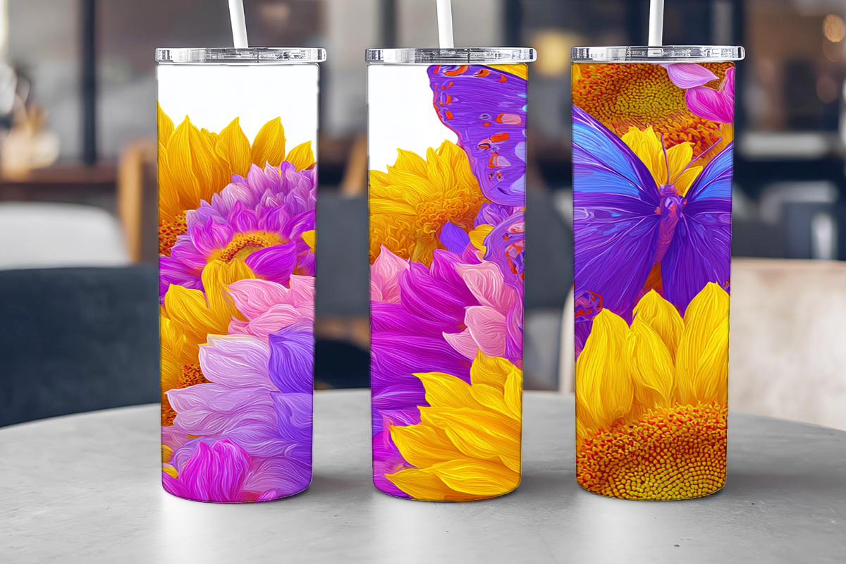 Sunflower 20oz Tumbler Wrap Graphic by Velvet.Sparrow · Creative Fabrica