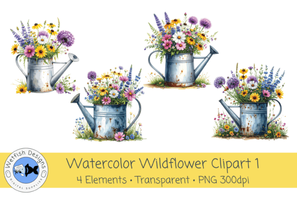 Watercolor Wildflower PNG Clipart Set 1