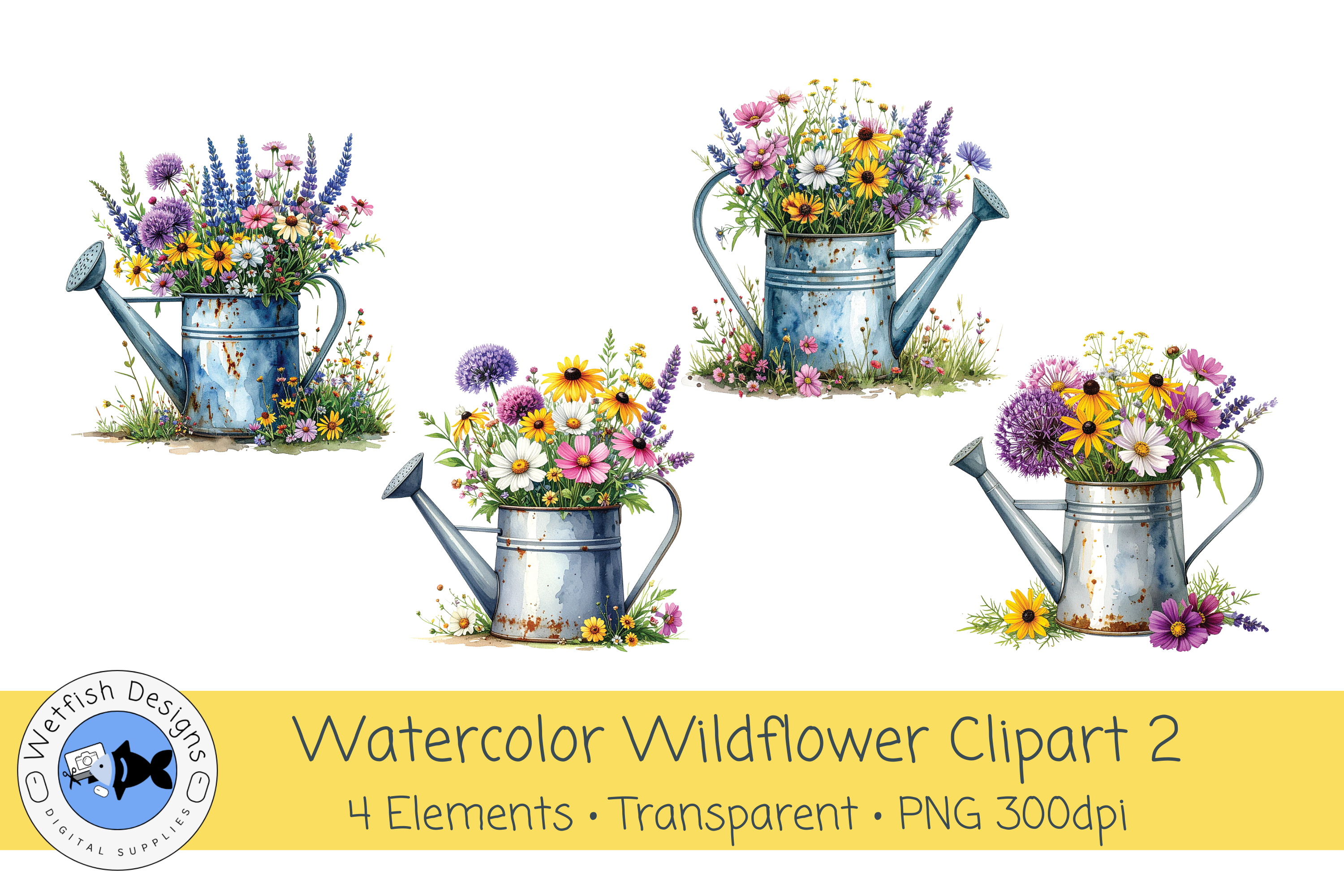 Watercolor Wildflower PNG Clipart Set 2