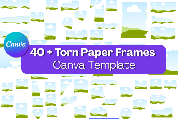Torn paper Canva frames for layered collage designs