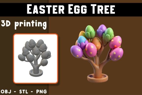 Easter Egg Tree 3D Model · Creative Fabrica