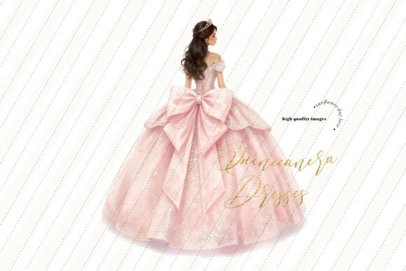pink quinceanera dress clipart Elegant Rose Gold Princess Dresses Quinceaera Pink Flowers Watercolor  Clipart, Pink Butterfly Clipart, Mis Quince 15 Wedges Fashion, CA155