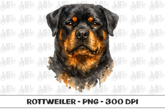 rottweiler dog watercolor portrait png svg for htv shirt cricut transfer
