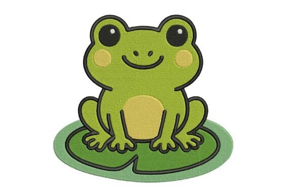 Spring Frog Embroidery Design