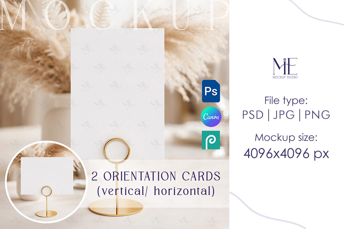 Table Number Sign Mocku, 5x7 Vertical