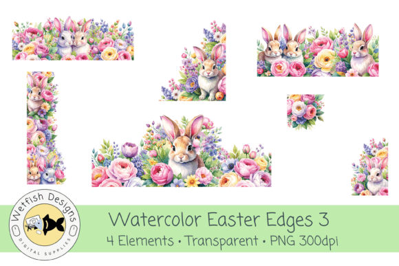 Watercolor PNG 300dpi Easter Edges 3