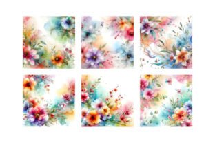 Watercolor Spring Florals Digital Papers Graphic by LazyCraftlab ...