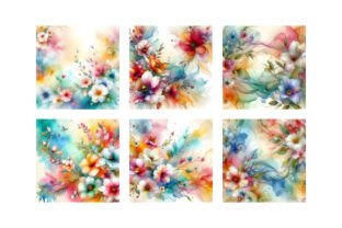 Watercolor Spring Florals Digital Papers Graphic by LazyCraftlab ...
