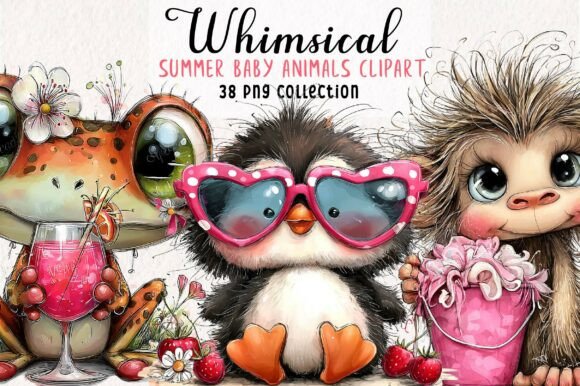 Whimsical Summer Baby Animals Clipart Graphic Illustrations By Print Magic