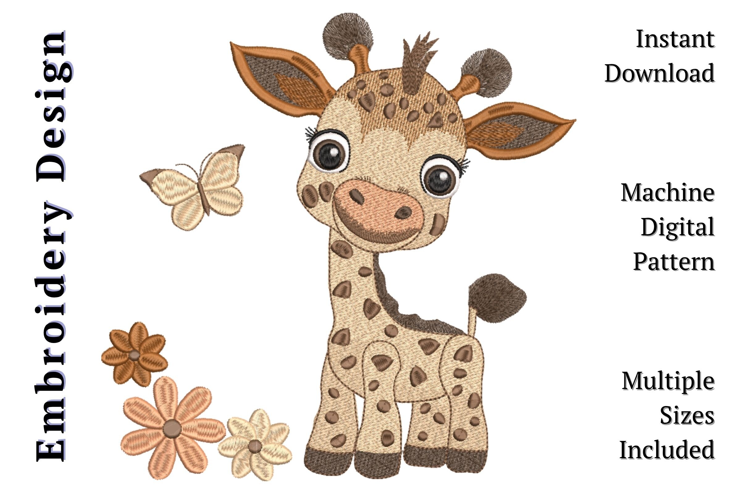 Cute Baby Giraffe Boy with Butterfly
