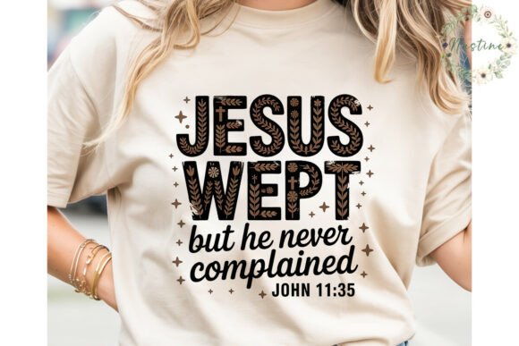 Jesus Wept Scripture Sublimation Design Grafika Ilustracje do Druku Przez Nastine
