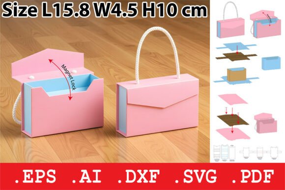 Magnet Lock Rigid Bag with Handle Graphic Boxes & Cartons By Pungpond. TH