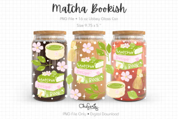 Matcha Bookish Libbey Tumbler Wrap PNG