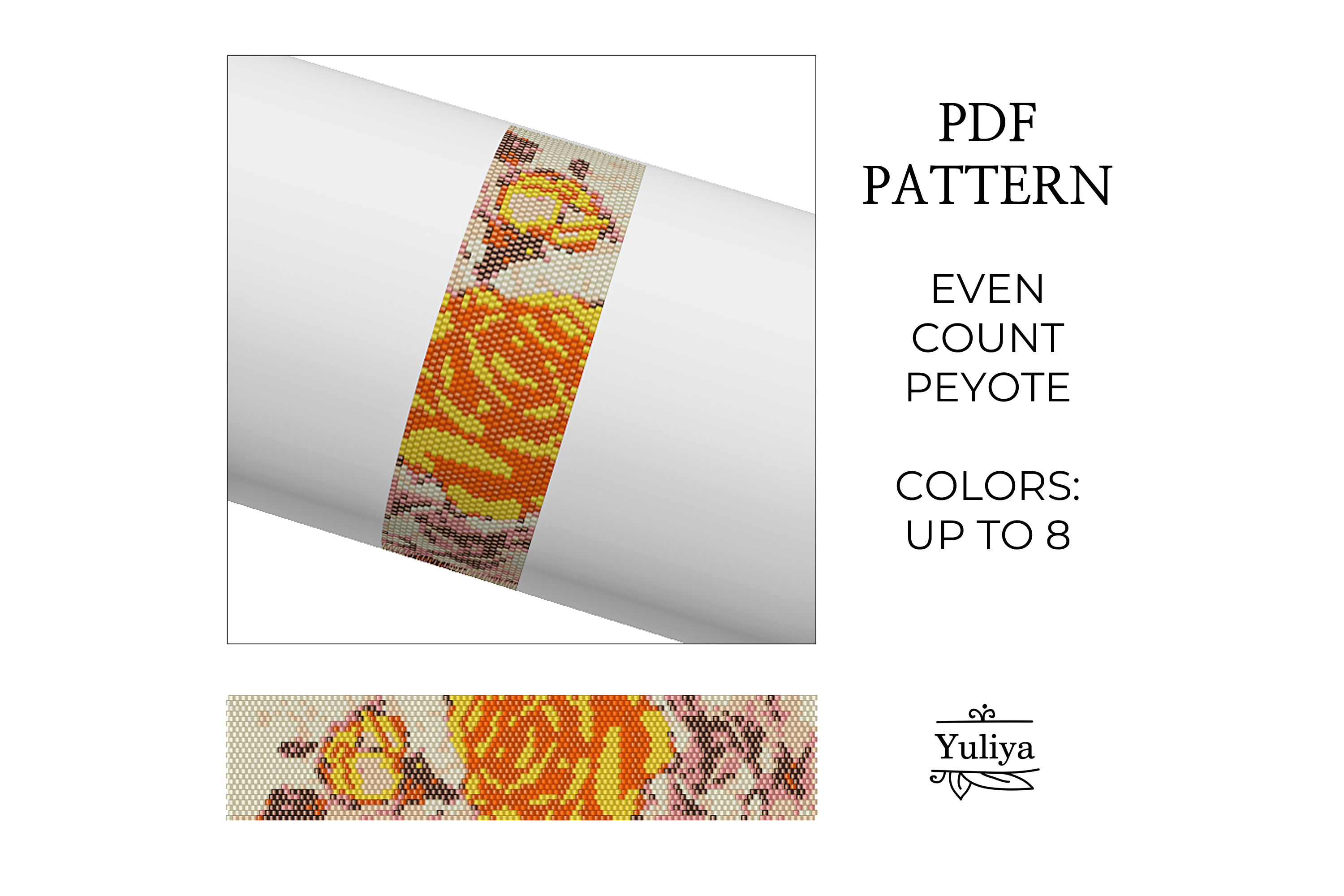 Rose Floral Peyote Bracelet Pattern