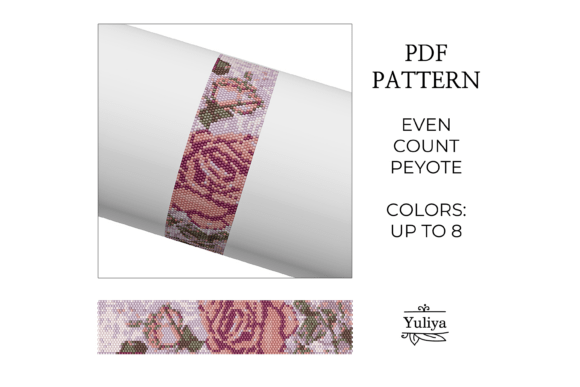 Rose Flower Peyote Bracelet Pattern