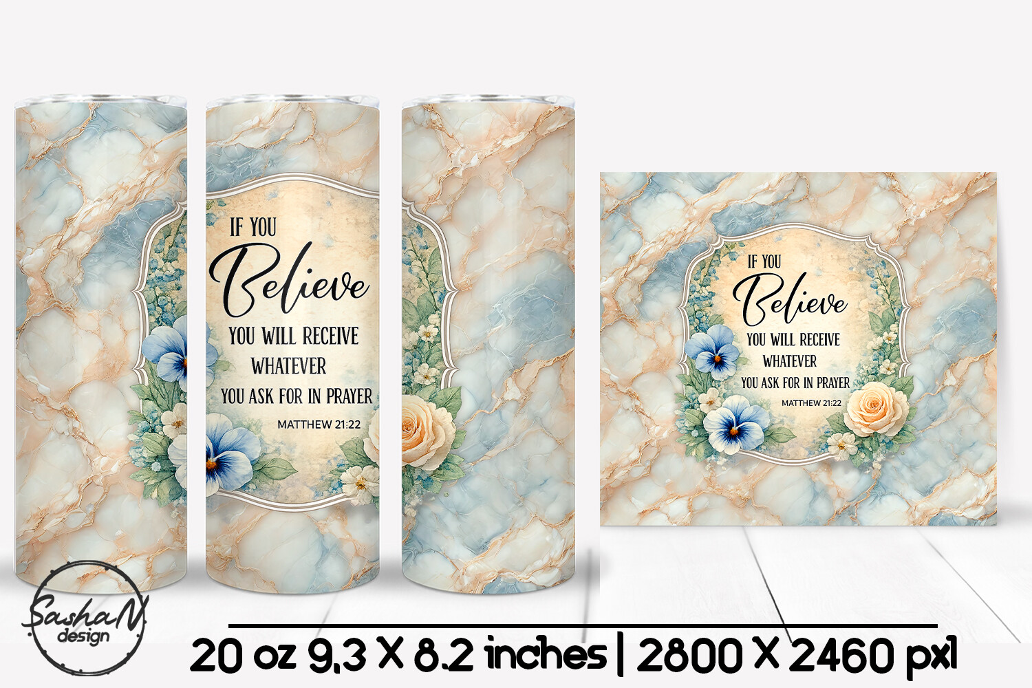 Christian Marble Skinny Tumbler Wrap