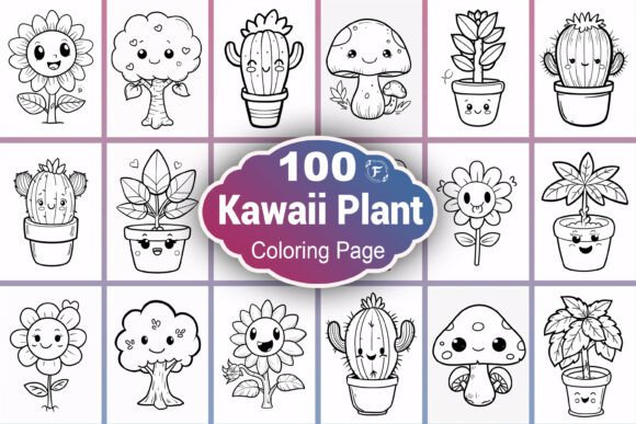 Cute Kawaii Plant Coloring Page