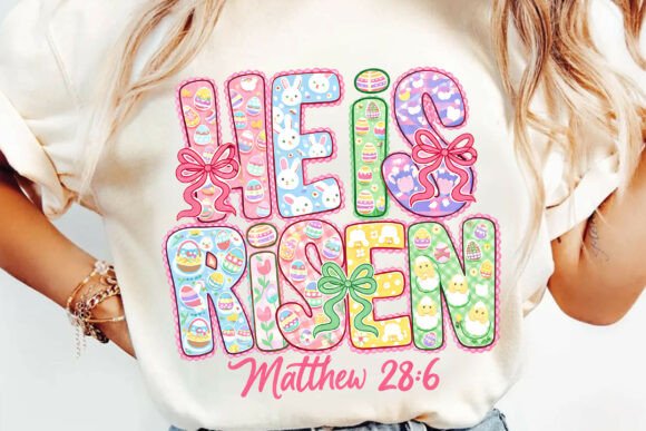Preview of He is Risen Easter Sublimation PNG T-shirt, sticker, and sublimation design
