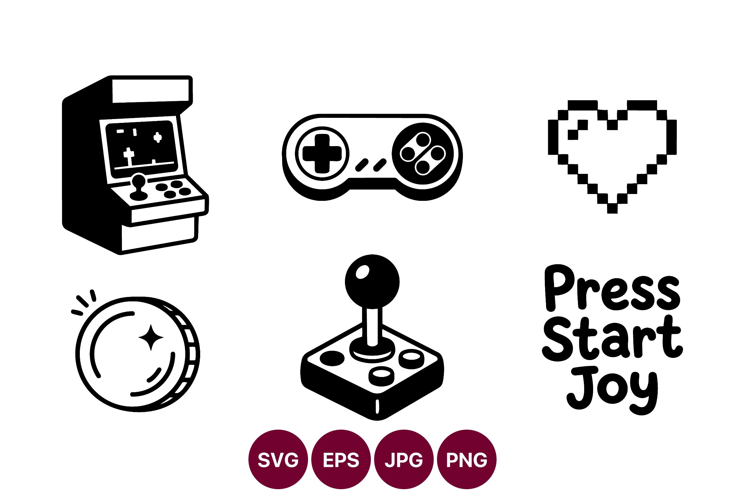 Retro Arcade Icons Collage Vector