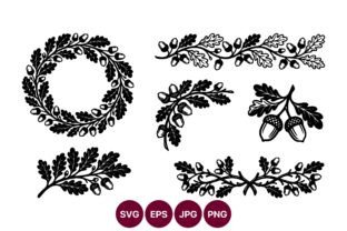Vintage Line Art Vector Borders Acorn Graphic by DesignVectx · Creative ...