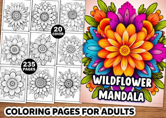 Preview of Wildflower Mandala Coloring Pages adult coloring pages