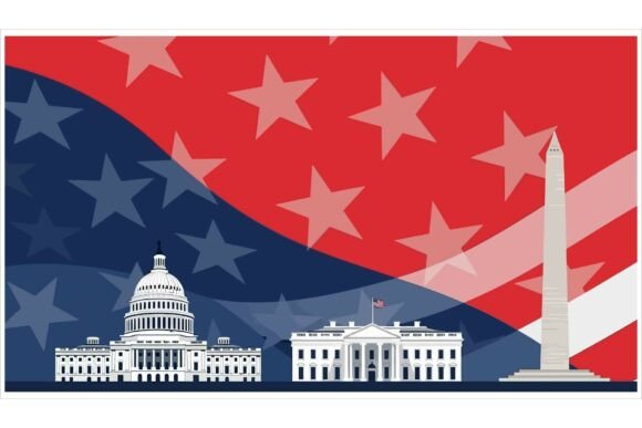 American Landmarks on Patriotic Art Graphic Backgrounds By Design BLOOM