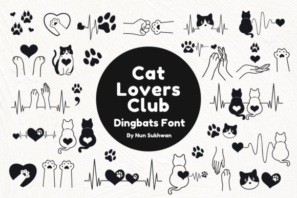 Preview of Cat Lovers Club dingbat font